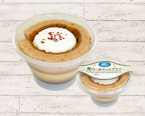 苺ロールのっけプリン